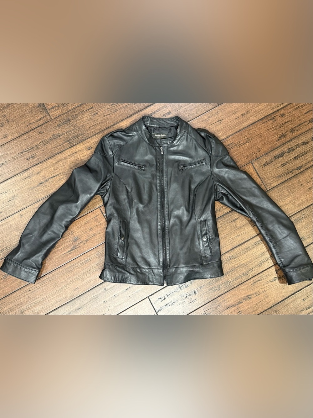 Vera Pelle Black Women's Leather Zip Jacket
